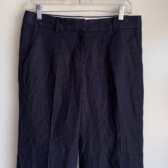 THEORY Emery Linen Pants Size 6 Navy Blue - Picture 3 of 13